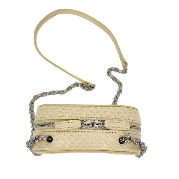 JIL SANDER Tradition Mini Snakeskin Chain Crossbody Bag in Ivory - Picture 9 of 12